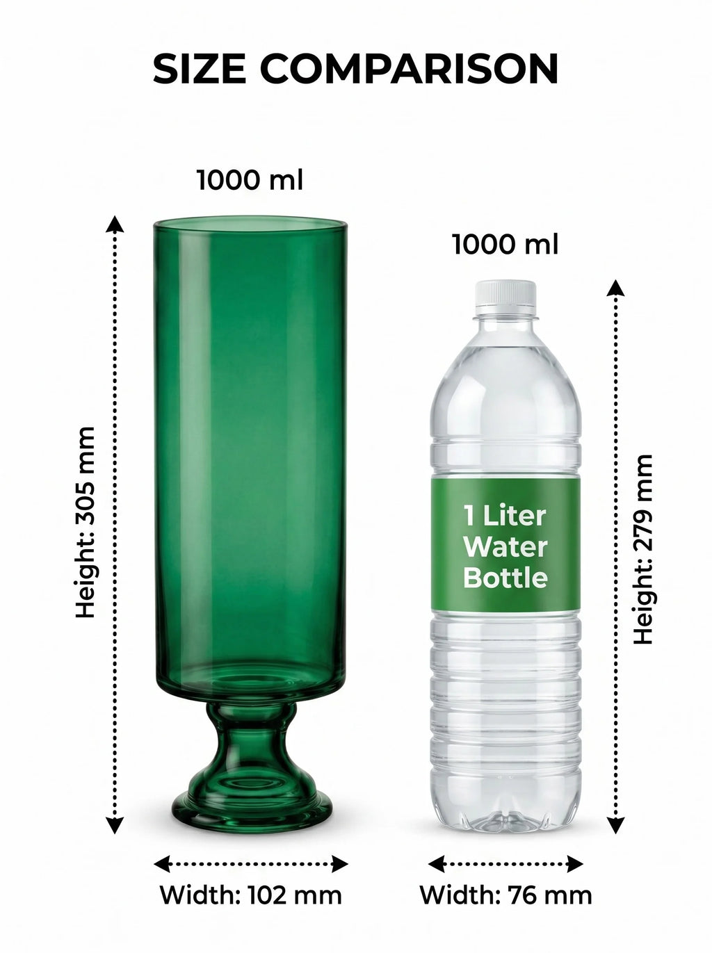 Aurora Pillar Footed Glass Vase — Hand-Blown Glass from Firozabad, India — Festive Styling