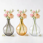Artisan Droplet Neck Glass Vase — Hand-Blown Glass from Firozabad, India — Side Angle View