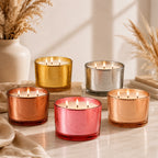 Lavender 3-Wick Mercury Glass Candle | Wide Bowl | 55Hr Burn | 5 Metallic Shades — Castle Crafts