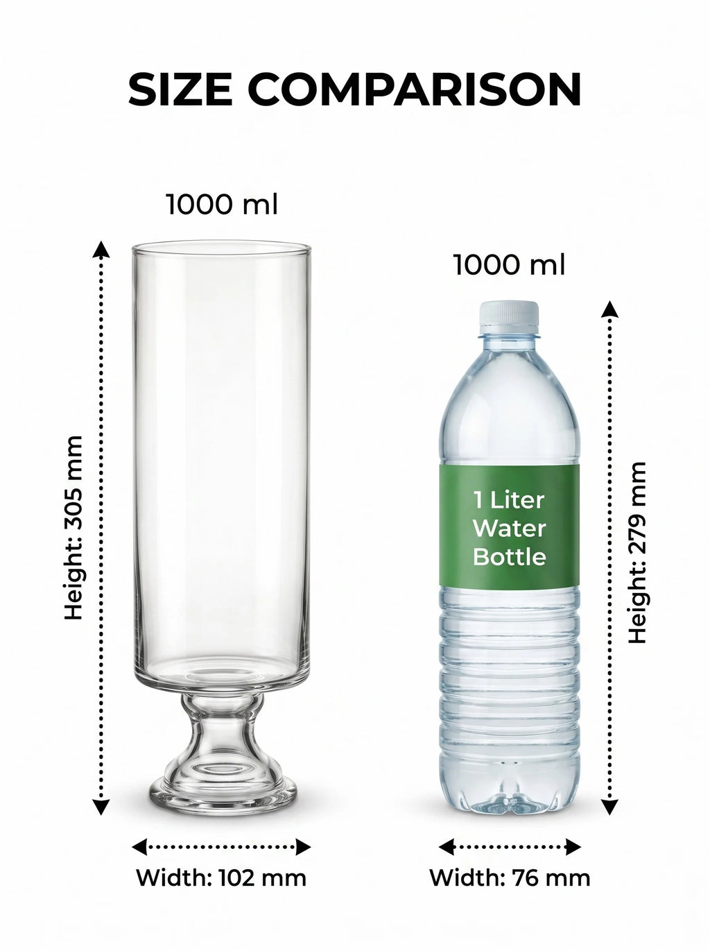 Aurora Pillar Footed Glass Vase — Hand-Blown Glass from Firozabad, India — Side Angle View