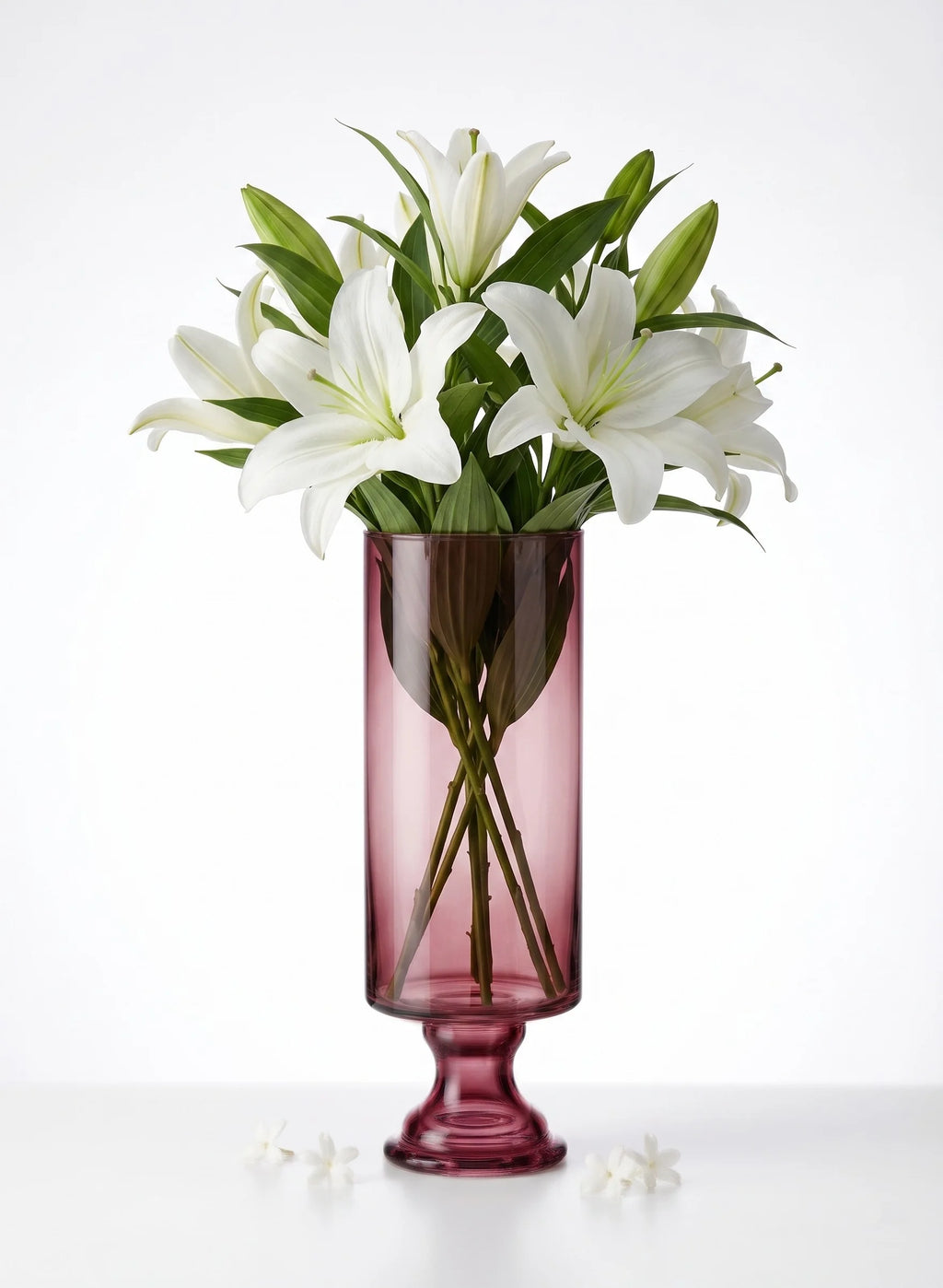 Aurora Pillar Footed Glass Vase — Hand-Blown Glass from Firozabad, India — In a Living Space