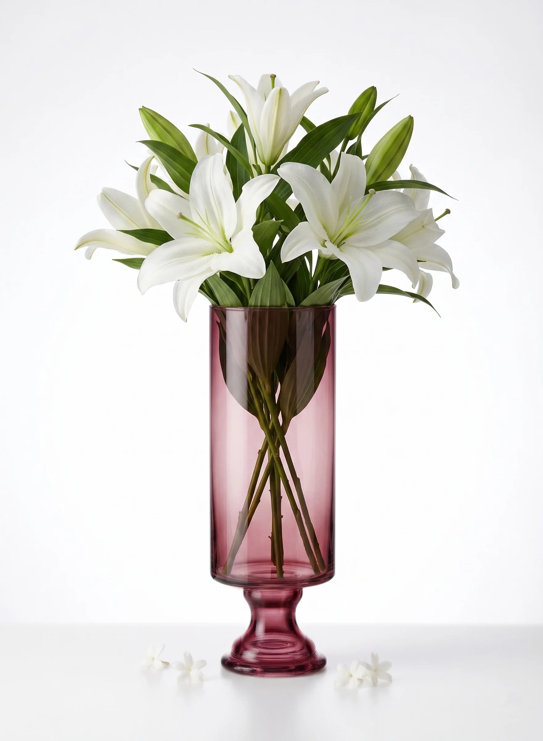 Aurora Pillar Footed Glass Vase — Hand-Blown Glass from Firozabad, India — In a Living Space