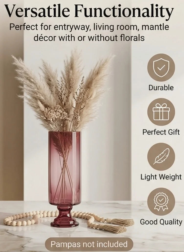 Aurora Pillar Footed Glass Vase — Hand-Blown Glass from Firozabad, India — Light & Shadow