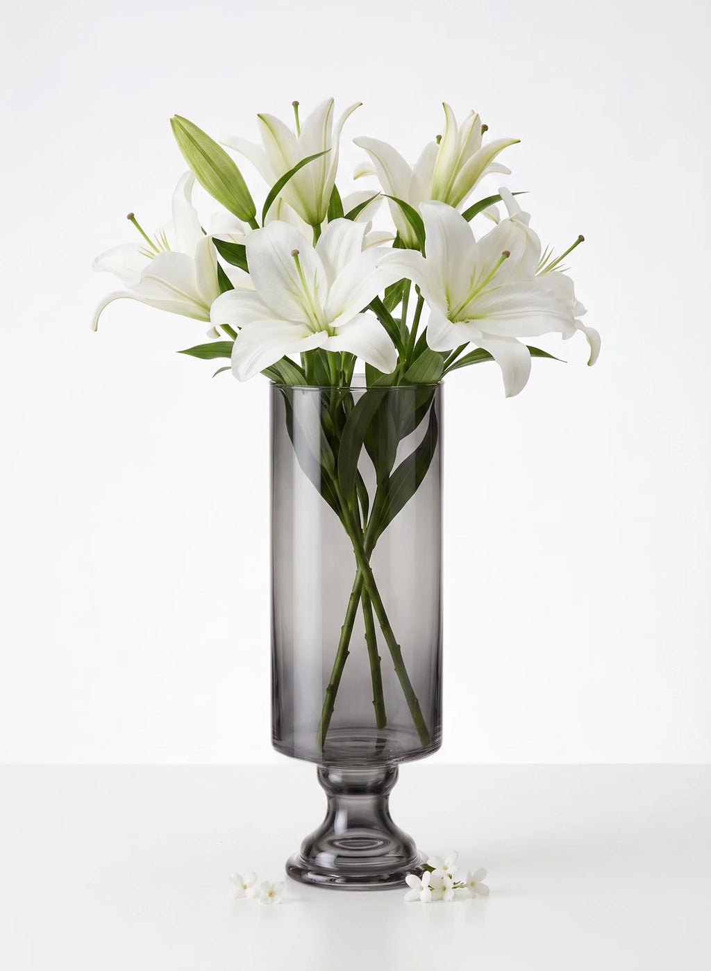 Aurora Pillar Footed Glass Vase — Hand-Blown Glass from Firozabad, India — Curated Display