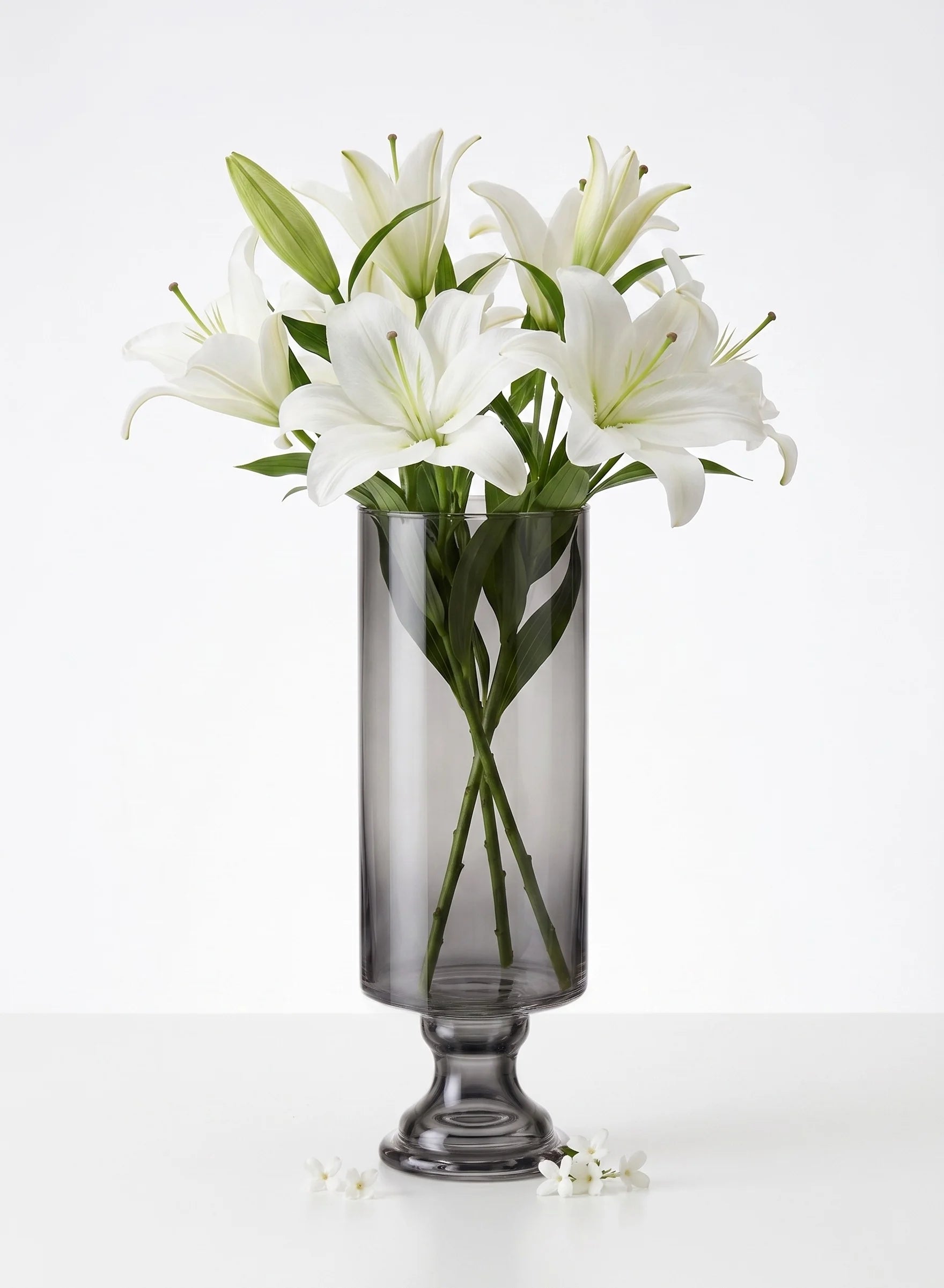 Aurora Pillar Footed Glass Vase — Hand-Blown Glass from Firozabad, India — Curated Display