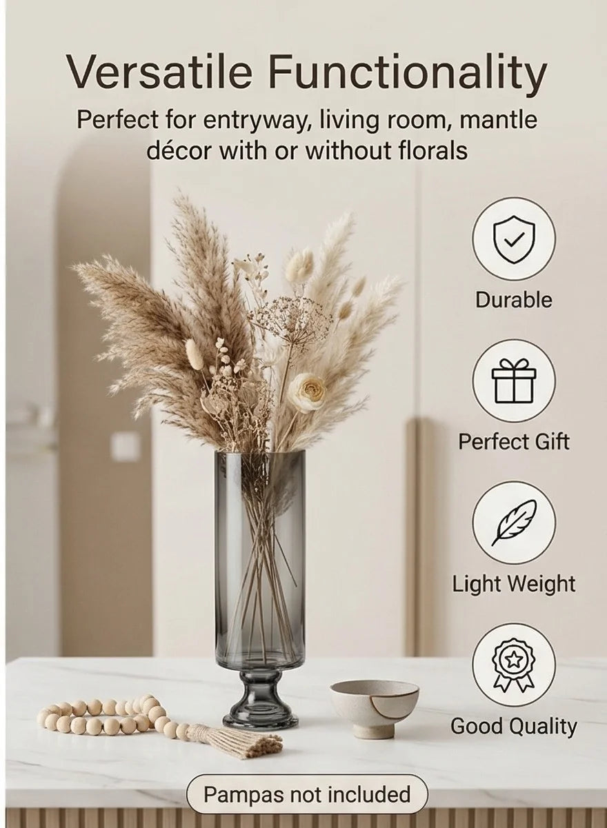 Aurora Pillar Footed Glass Vase — Hand-Blown Glass from Firozabad, India — Décor Inspiration