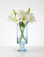 Luminary Pedestal Tall Glass Vase — Hand-Blown Glass from Firozabad, India — Detail Close-Up