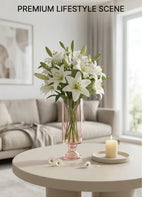 Luminary Pedestal Tall Glass Vase — Hand-Blown Glass from Firozabad, India — In a Living Space
