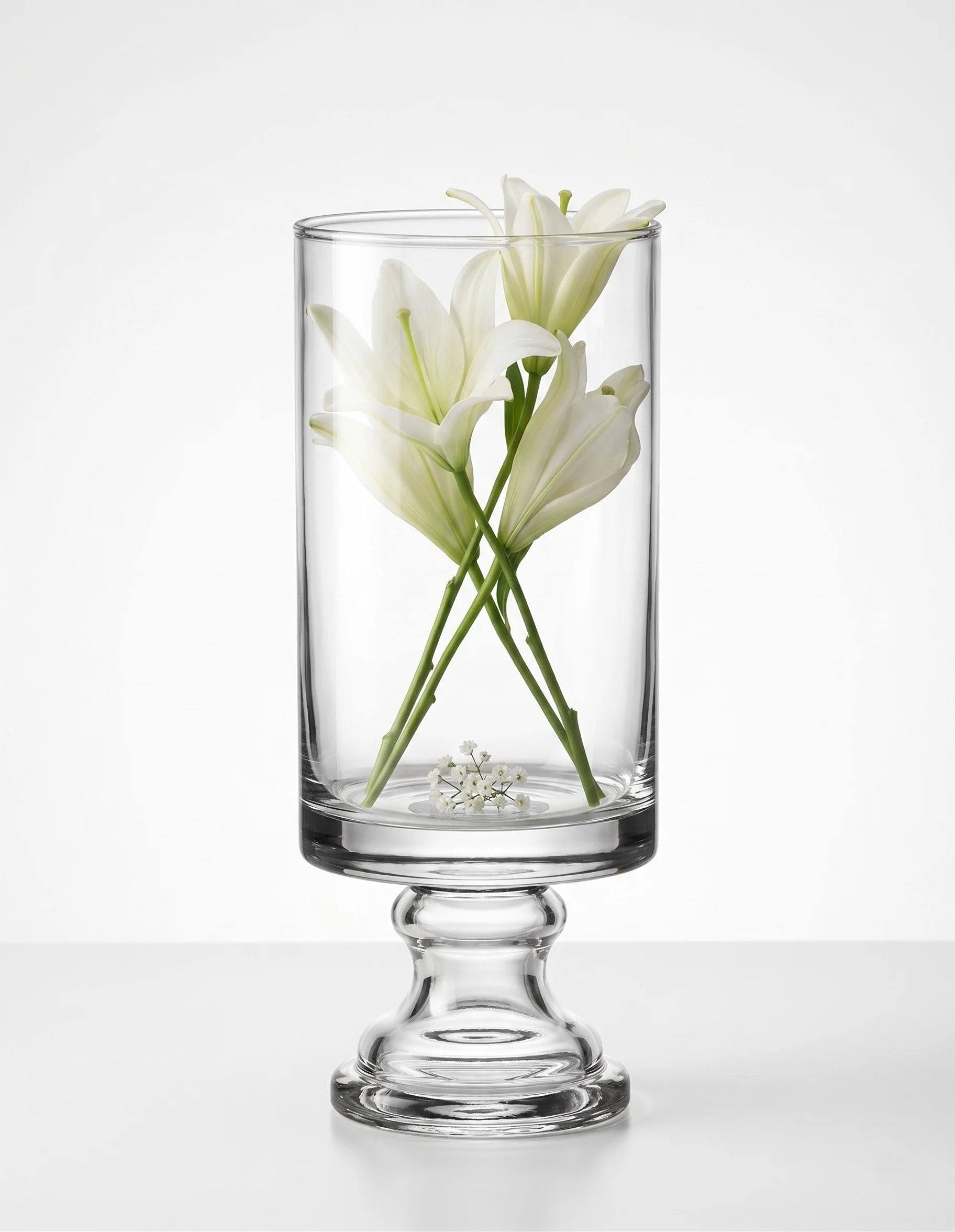 Luminary Pedestal Tall Glass Vase — Hand-Blown Glass from Firozabad, India — Light & Shadow