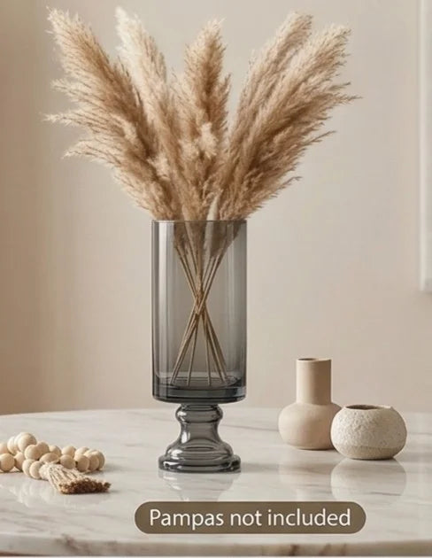 Luminary Pedestal Tall Glass Vase — Hand-Blown Glass from Firozabad, India — Handcrafted Finish