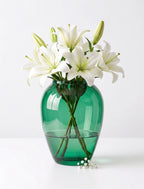 Jewel Urn Wide Glass Vase — Hand-Blown Glass from Firozabad, India — Curated Display