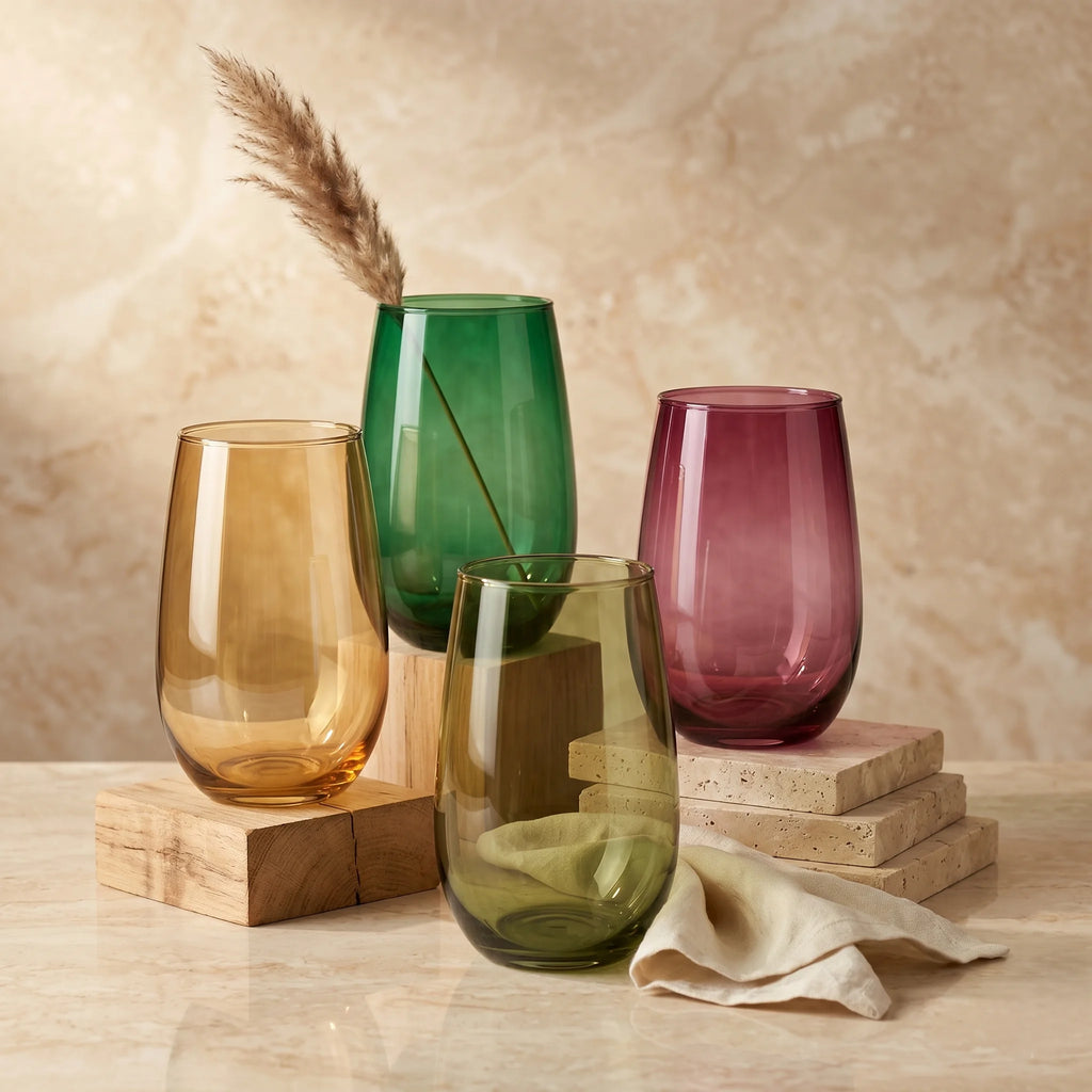Pastel Egg Smooth Glass Vase — Hand-Blown Glass from Firozabad, India — Side Angle View