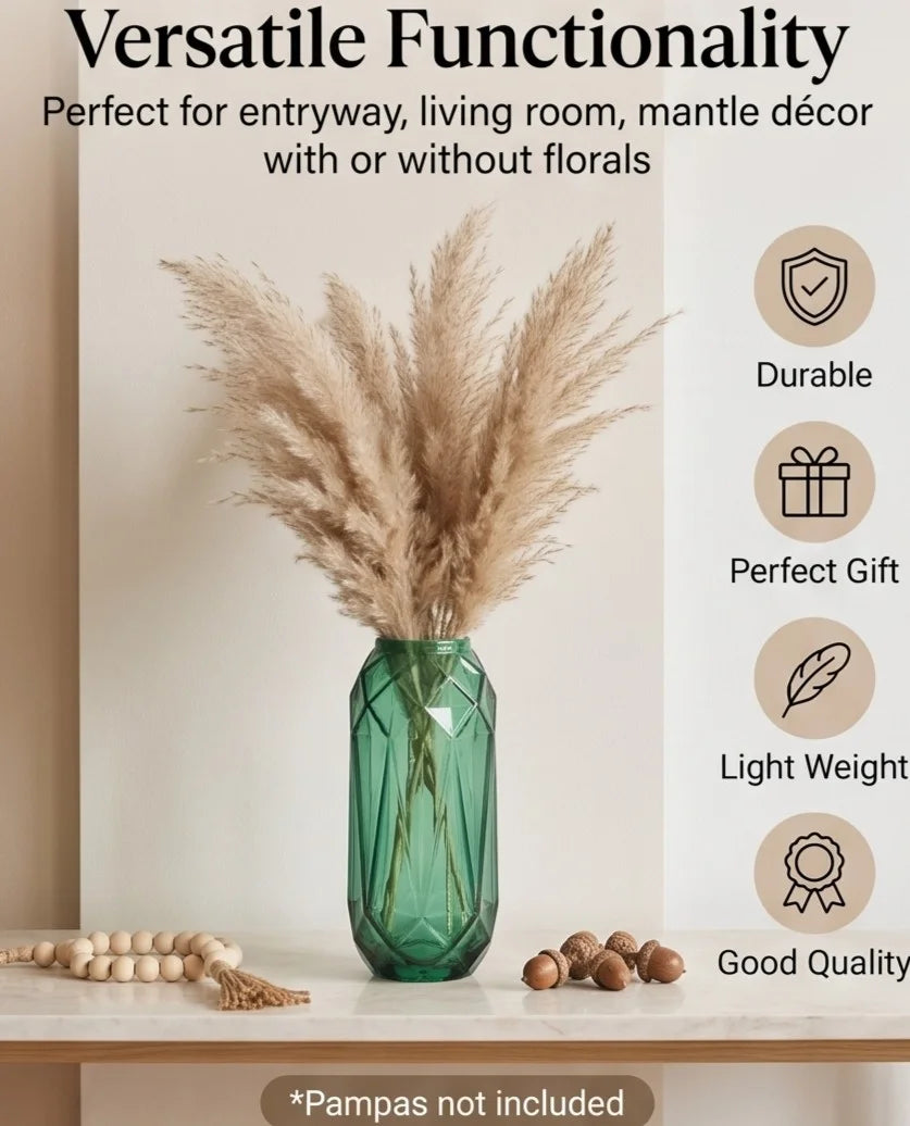 Diamond Facet Geometric Glass Vase — Hand-Blown Glass from Firozabad, India — Colour Variant
