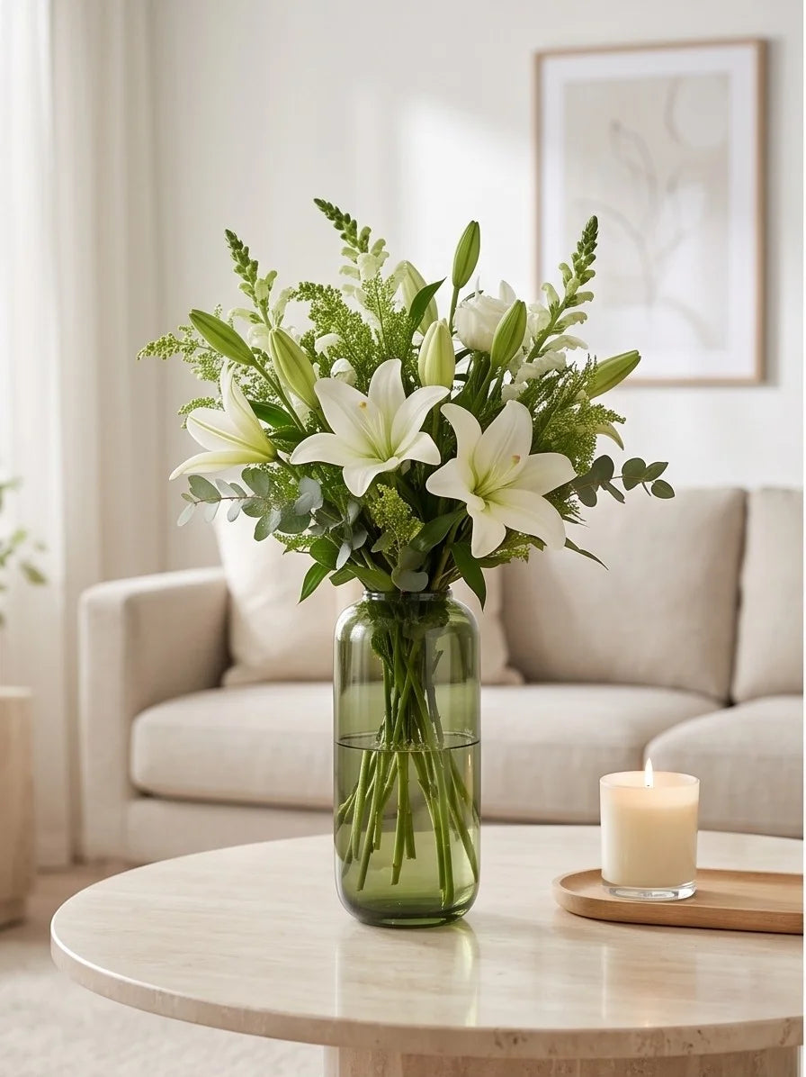 Studio Capsule Smooth Glass Vase — Hand-Blown Glass from Firozabad, India — Tabletop View