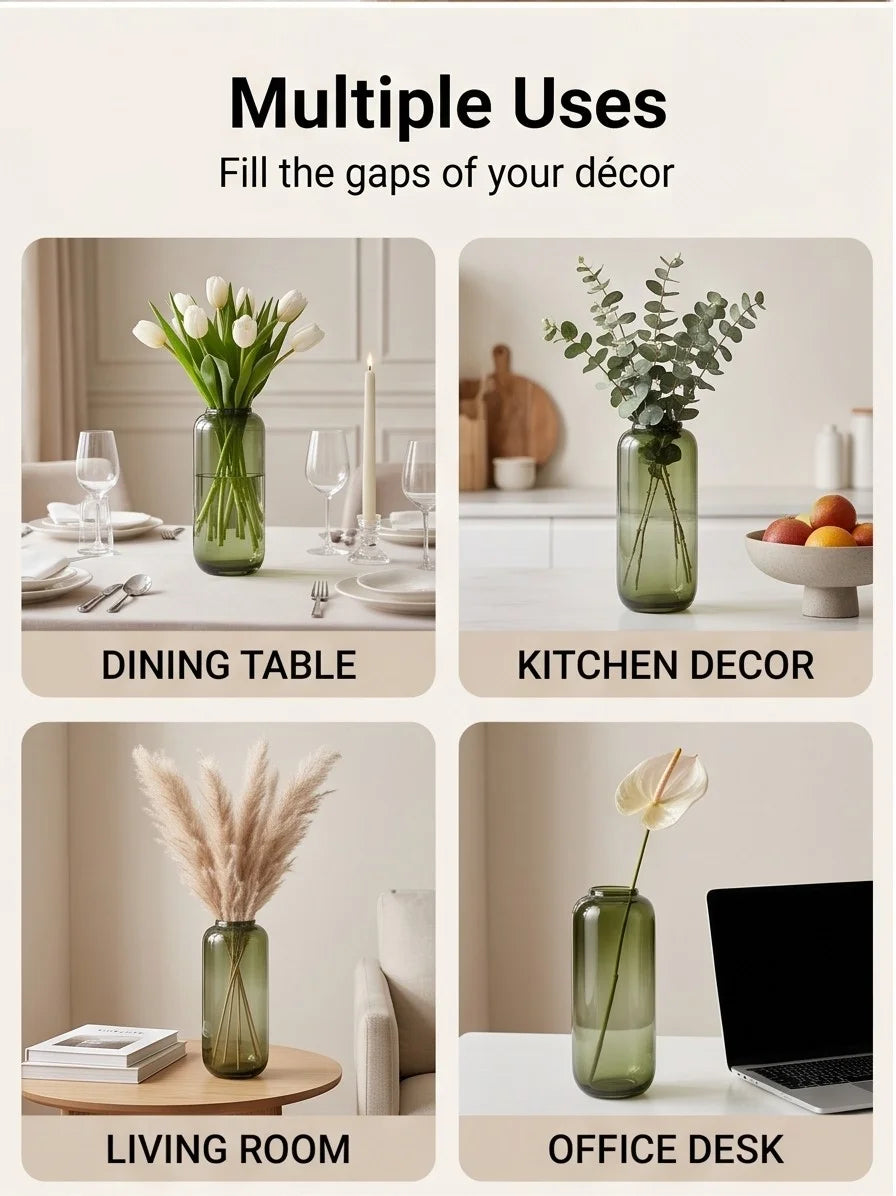 Studio Capsule Smooth Glass Vase — Hand-Blown Glass from Firozabad, India — Wedding Décor Use