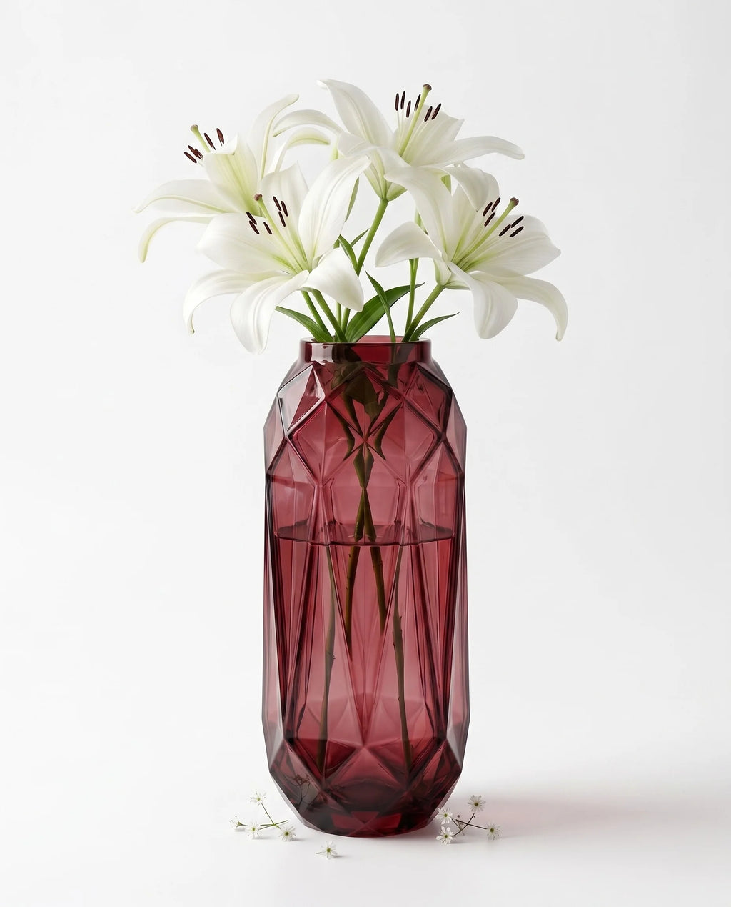 Diamond Facet Geometric Glass Vase — Hand-Blown Glass from Firozabad, India — Gifting Presentation