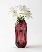 Diamond Facet Geometric Glass Vase — Hand-Blown Glass from Firozabad, India — Gifting Presentation