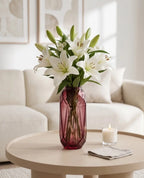 Diamond Facet Geometric Glass Vase — Hand-Blown Glass from Firozabad, India — Festive Styling