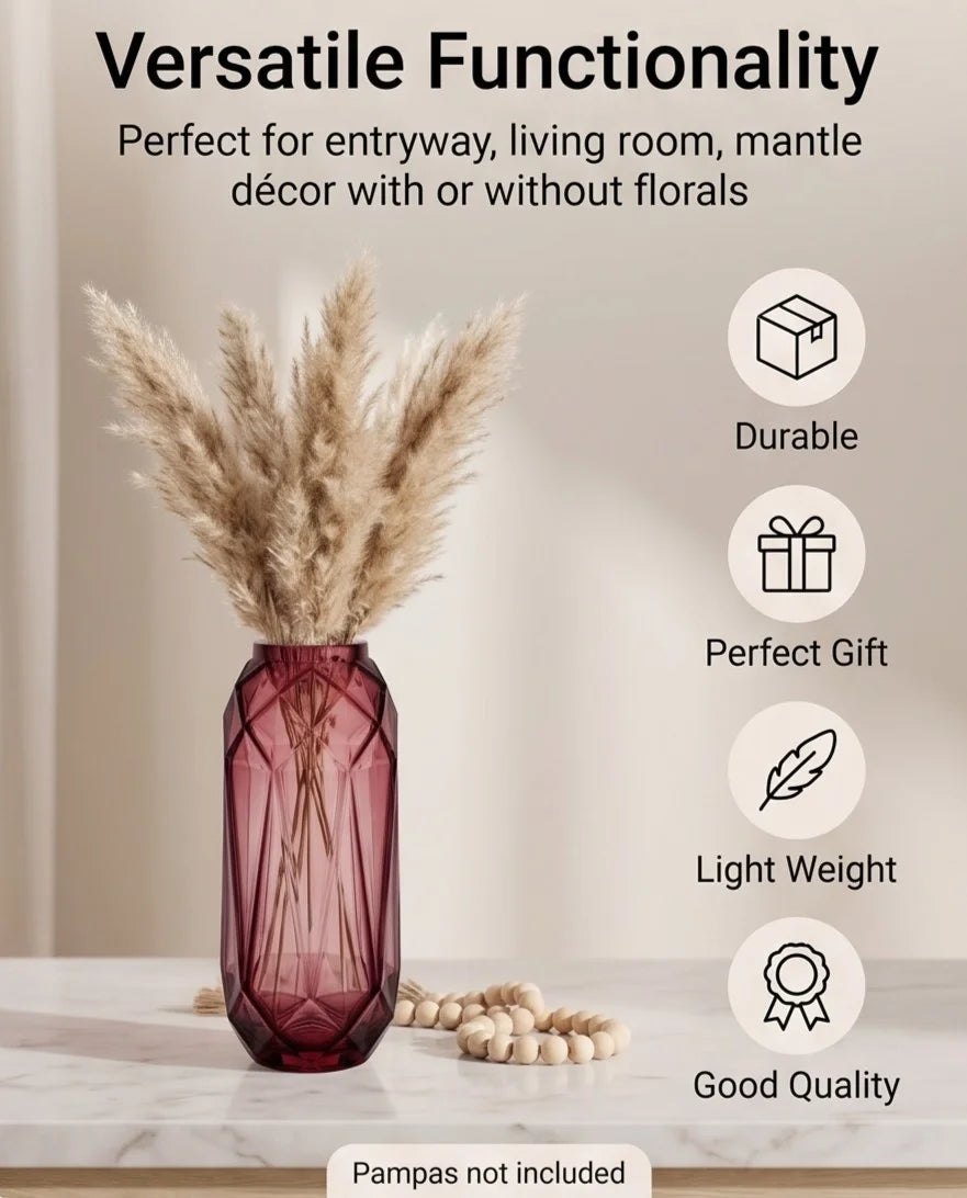 Diamond Facet Geometric Glass Vase — Hand-Blown Glass from Firozabad, India — In a Living Space