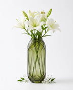 Diamond Facet Geometric Glass Vase — Hand-Blown Glass from Firozabad, India — Multi-Angle Showcase