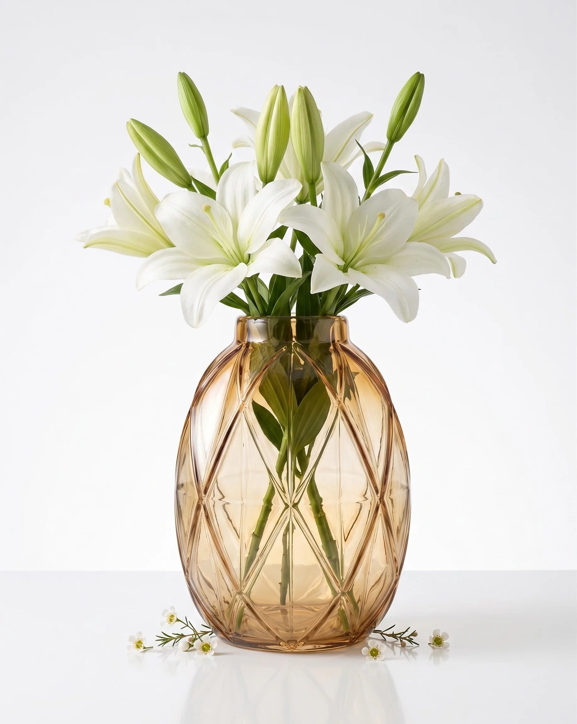 Harlequin Oval Embossed Glass Vase — Hand-Blown Glass from Firozabad, India — Gifting Presentation