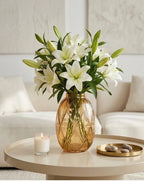 Harlequin Oval Embossed Glass Vase — Hand-Blown Glass from Firozabad, India — Festive Styling