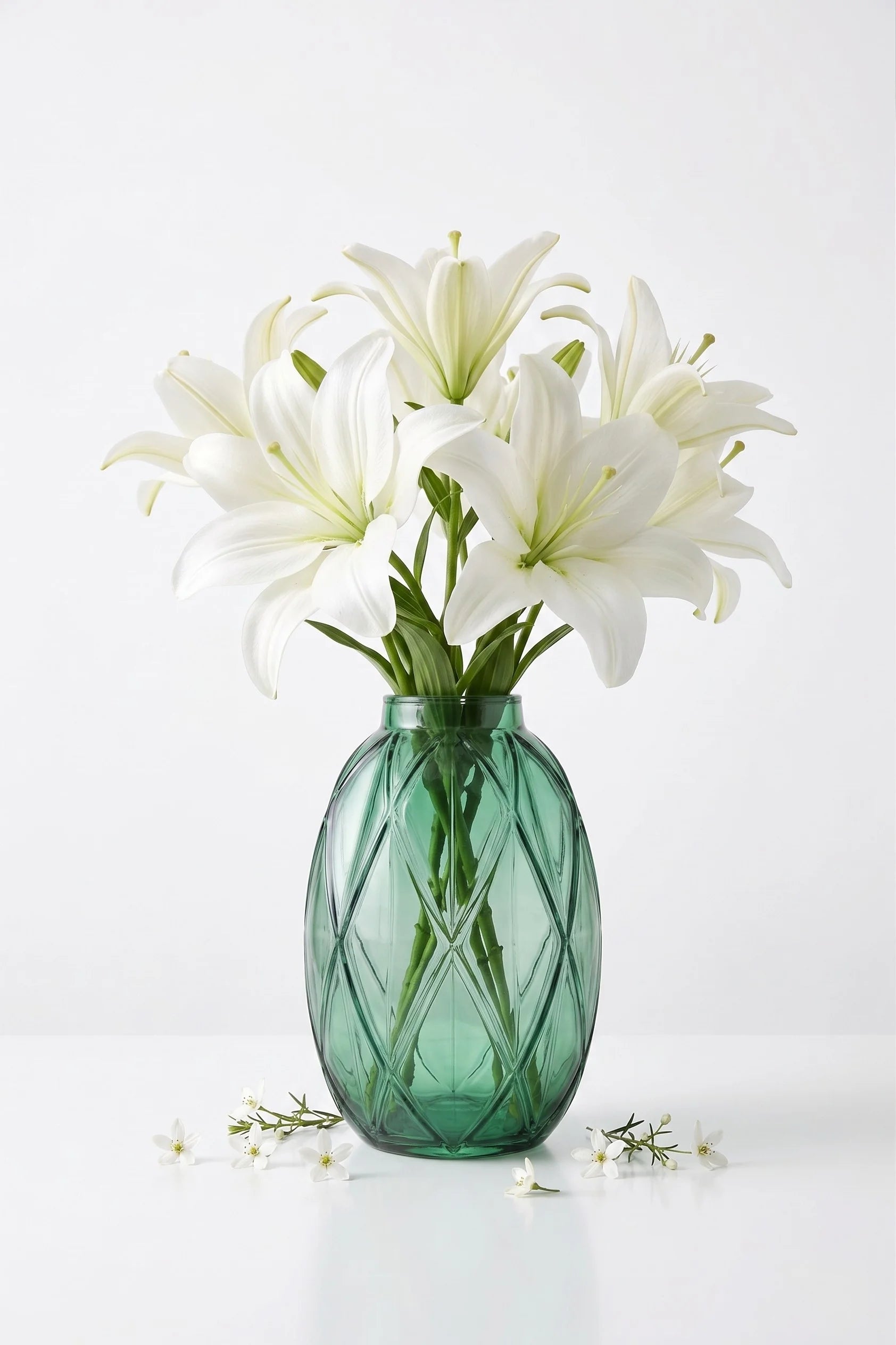 Argyle Oval Embossed Glass Vase — Hand-Blown Glass from Firozabad, India — Top View