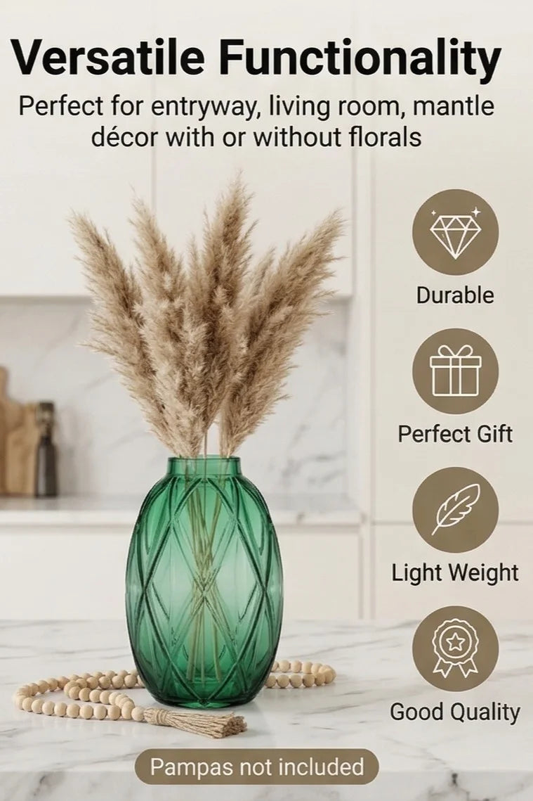 Argyle Oval Embossed Glass Vase — Hand-Blown Glass from Firozabad, India — Gifting Presentation