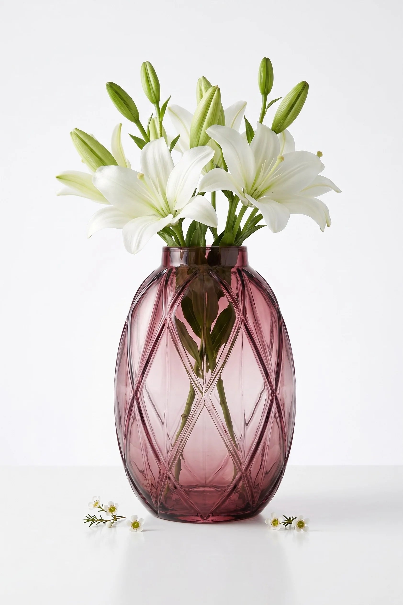 Harlequin Oval Embossed Glass Vase — Hand-Blown Glass from Firozabad, India — Texture & Craftsmanship