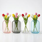 Misty Wide Jar Glass Vase — Hand-Blown Glass from Firozabad, India — Side Angle View