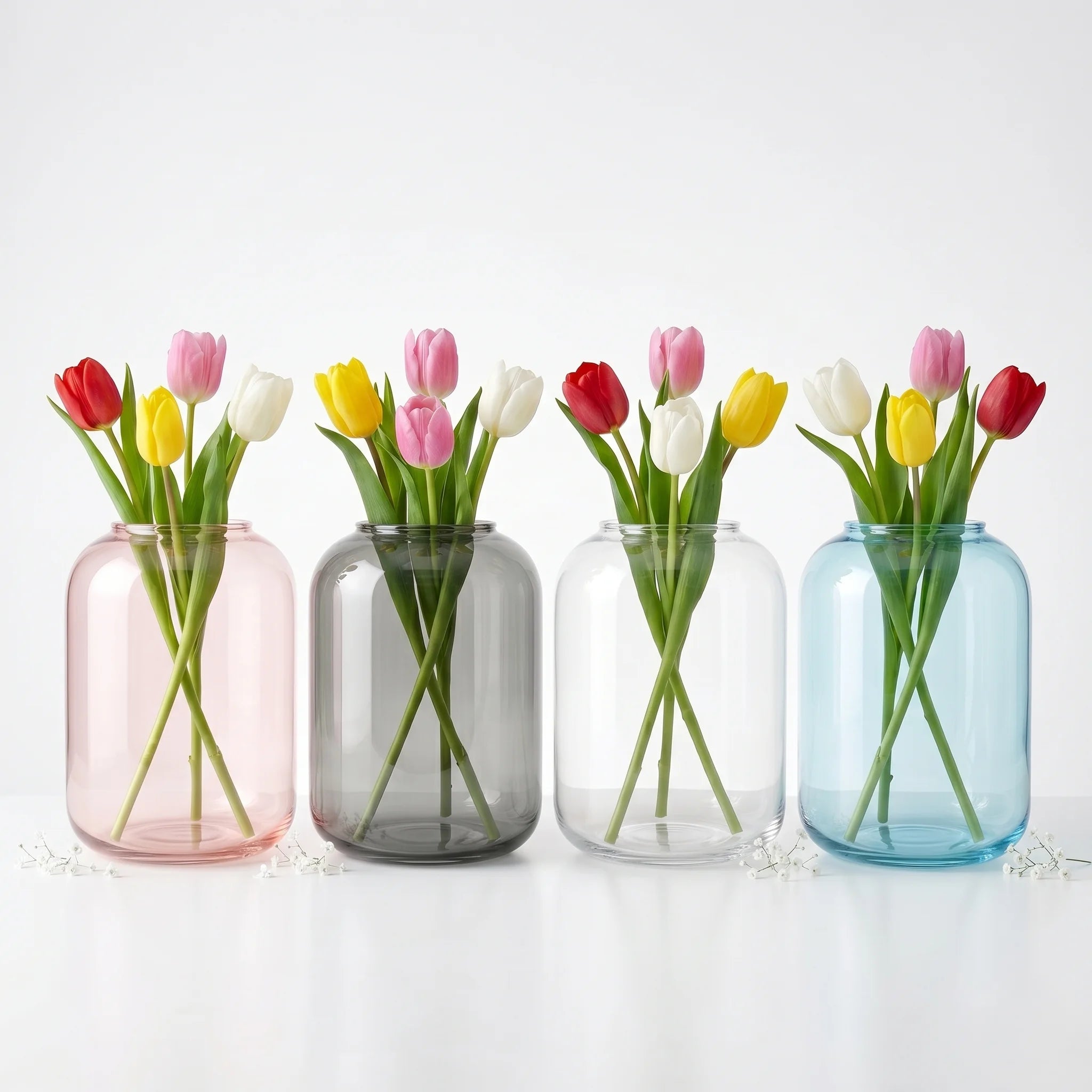 Misty Wide Jar Glass Vase — Hand-Blown Glass from Firozabad, India — Side Angle View