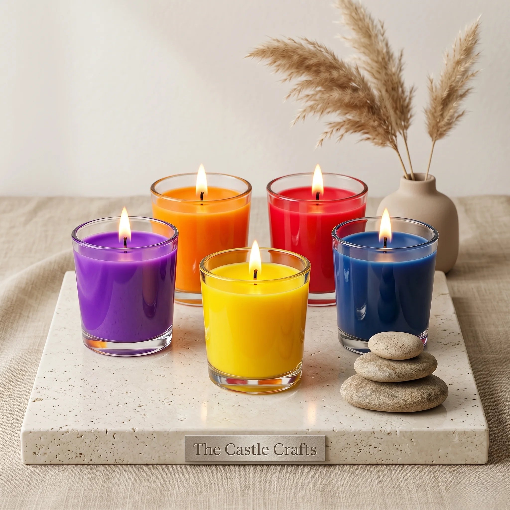 Vibrant Coloured Wax Mini Candle | Clear Glass | 5 Bold Colours | Pack of 2 & 6 — Castle Crafts