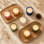 Oud Mini Glass Soy Wax Votive Candle | Pack of 6 — Hand-Blown Glass from Firozabad, India — Styled for Home Décor