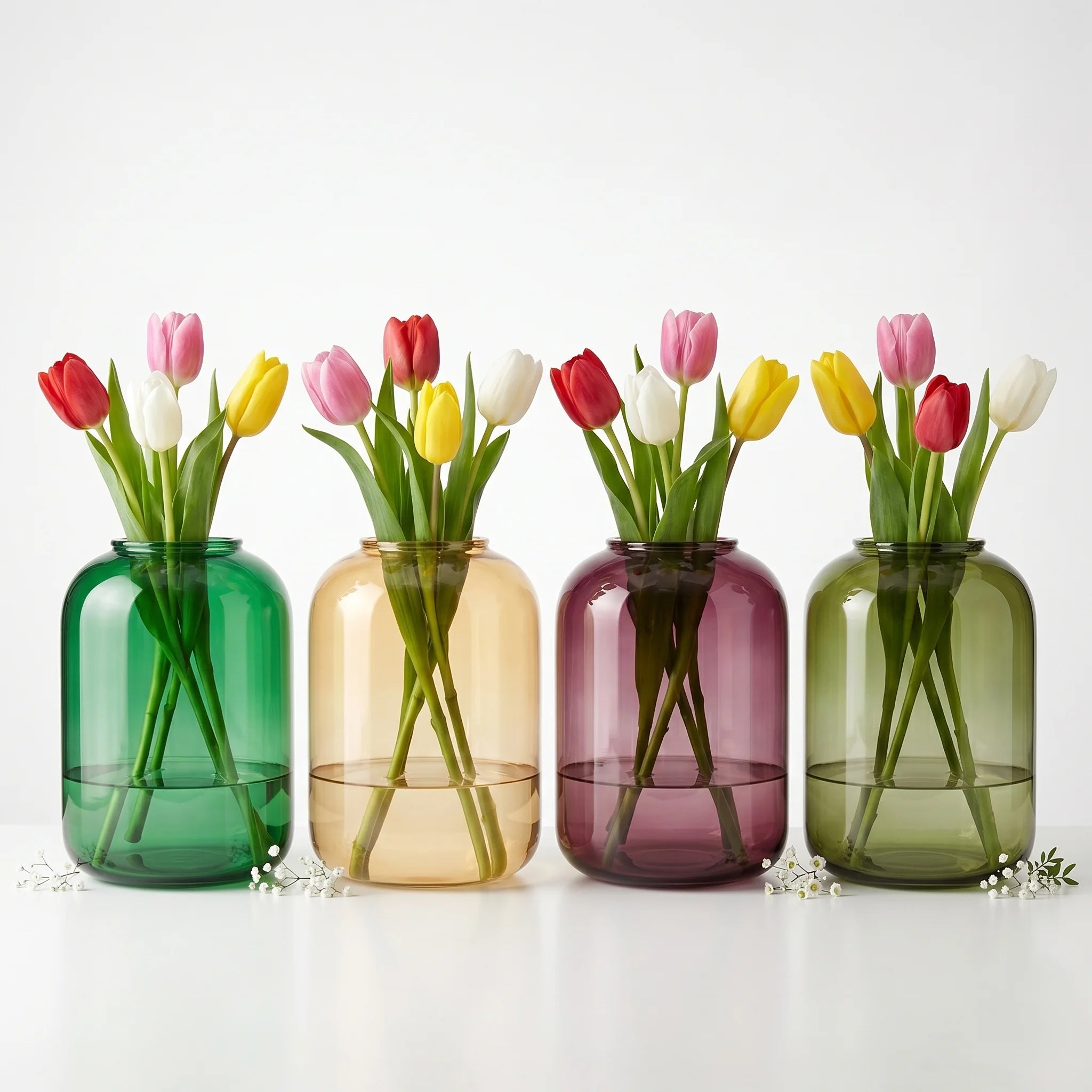 Botanist Wide Jar Glass Vase — Hand-Blown Glass from Firozabad, India — Side Angle View