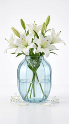 Bloom Rib Wide Glass Vase — Hand-Blown Glass from Firozabad, India — Texture & Craftsmanship