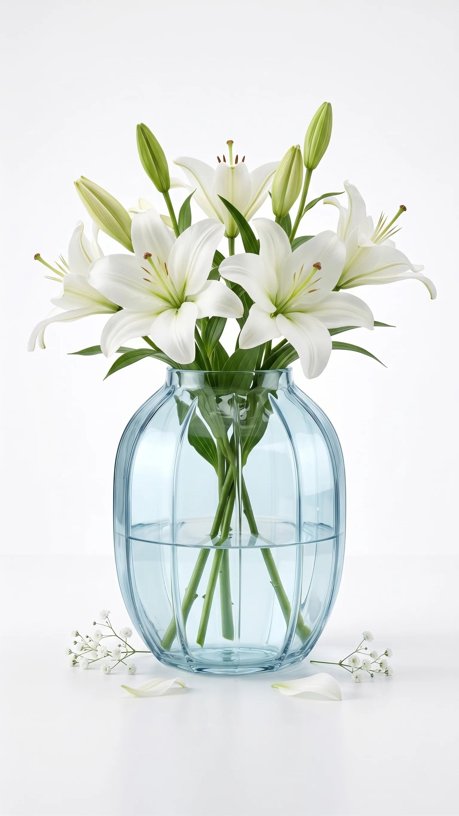 Bloom Rib Wide Glass Vase — Hand-Blown Glass from Firozabad, India — Texture & Craftsmanship