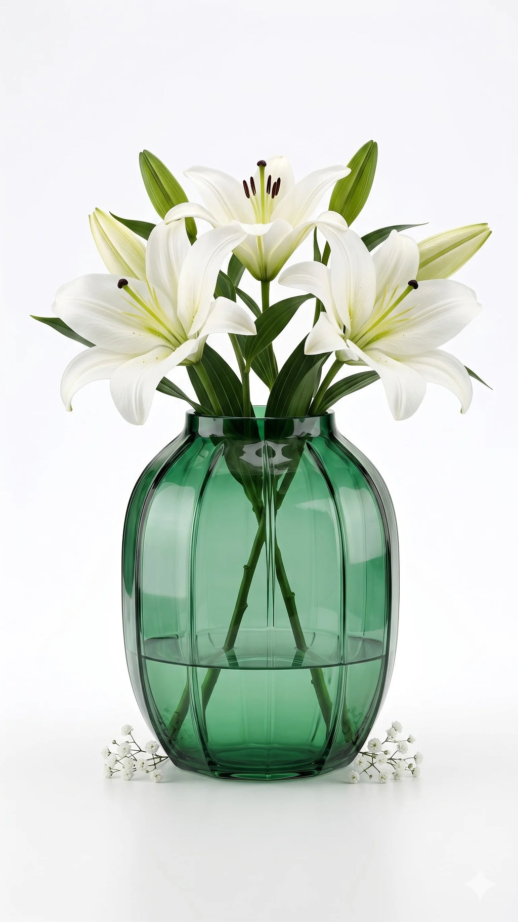 Melon Rib Wide Glass Vase — Hand-Blown Glass from Firozabad, India — Colour Variant
