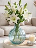 Orion Globe Ribbed Glass Vase — Hand-Blown Glass from Firozabad, India — Texture & Craftsmanship