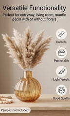 Pumpkin Globe Ribbed Glass Vase — Hand-Blown Glass from Firozabad, India — Colour Variant