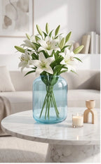 Misty Wide Jar Glass Vase — Hand-Blown Glass from Firozabad, India — Lifestyle Setting