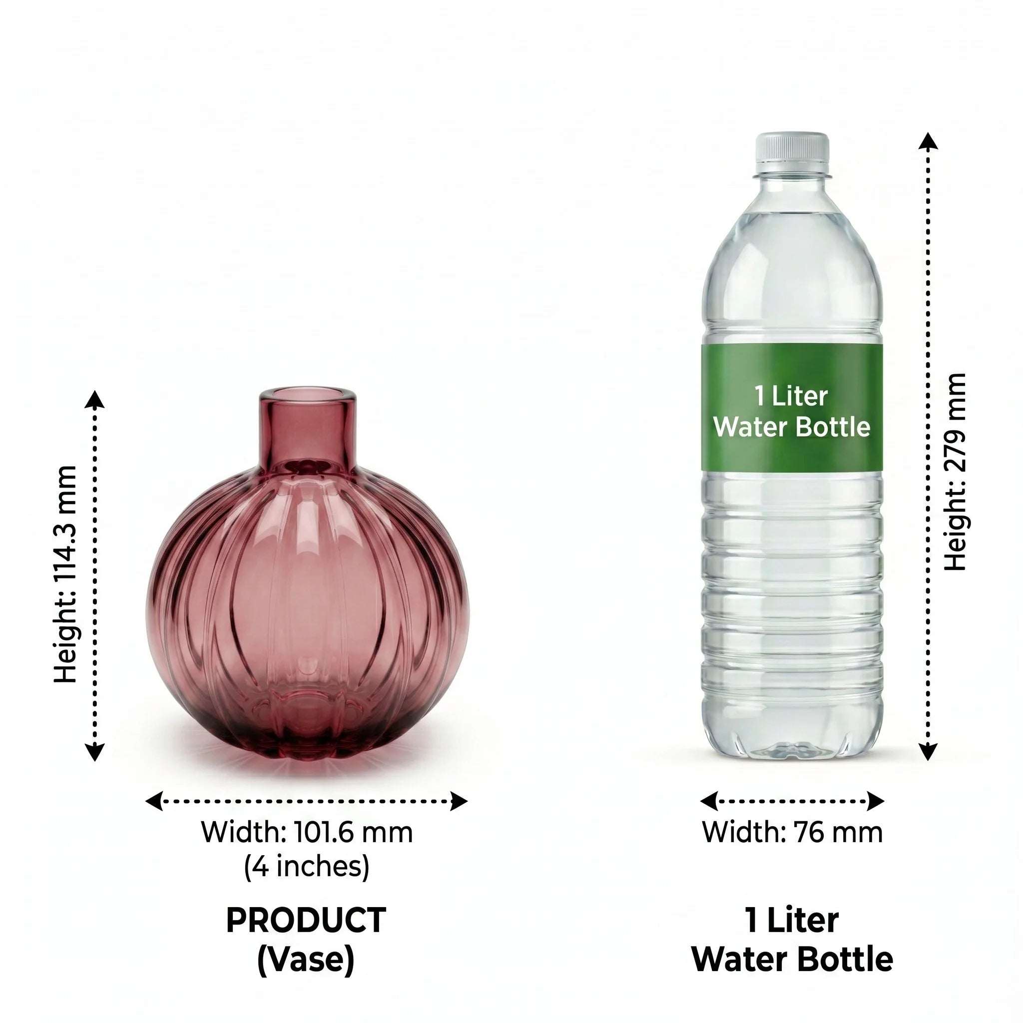 Pumpkin Globe Ribbed Glass Vase — Hand-Blown Glass from Firozabad, India — Gifting Presentation