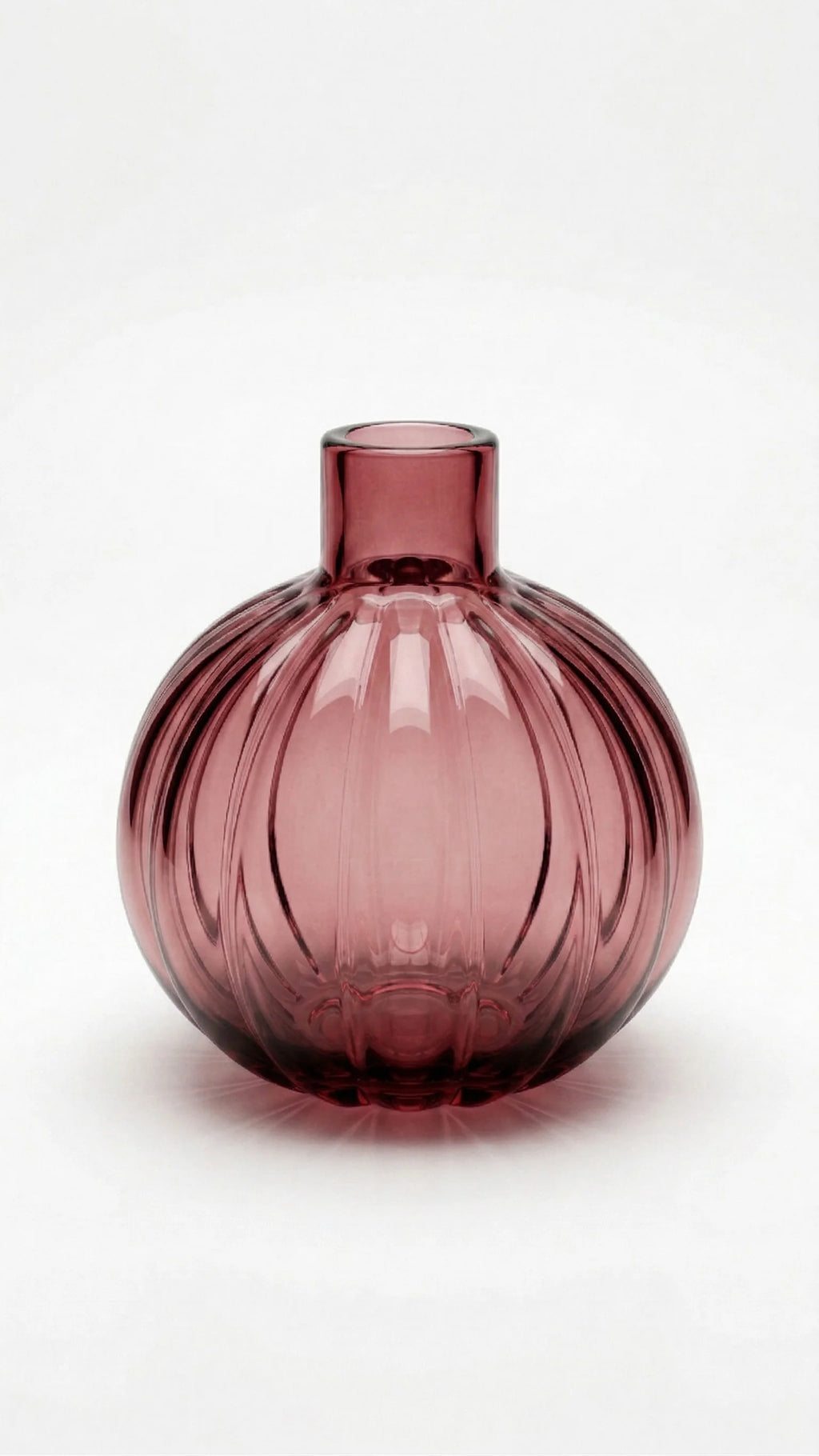 Pumpkin Globe Ribbed Glass Vase — Hand-Blown Glass from Firozabad, India — In a Living Space