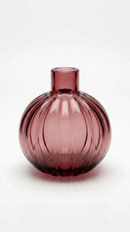 Pumpkin Globe Ribbed Glass Vase — Hand-Blown Glass from Firozabad, India — In a Living Space