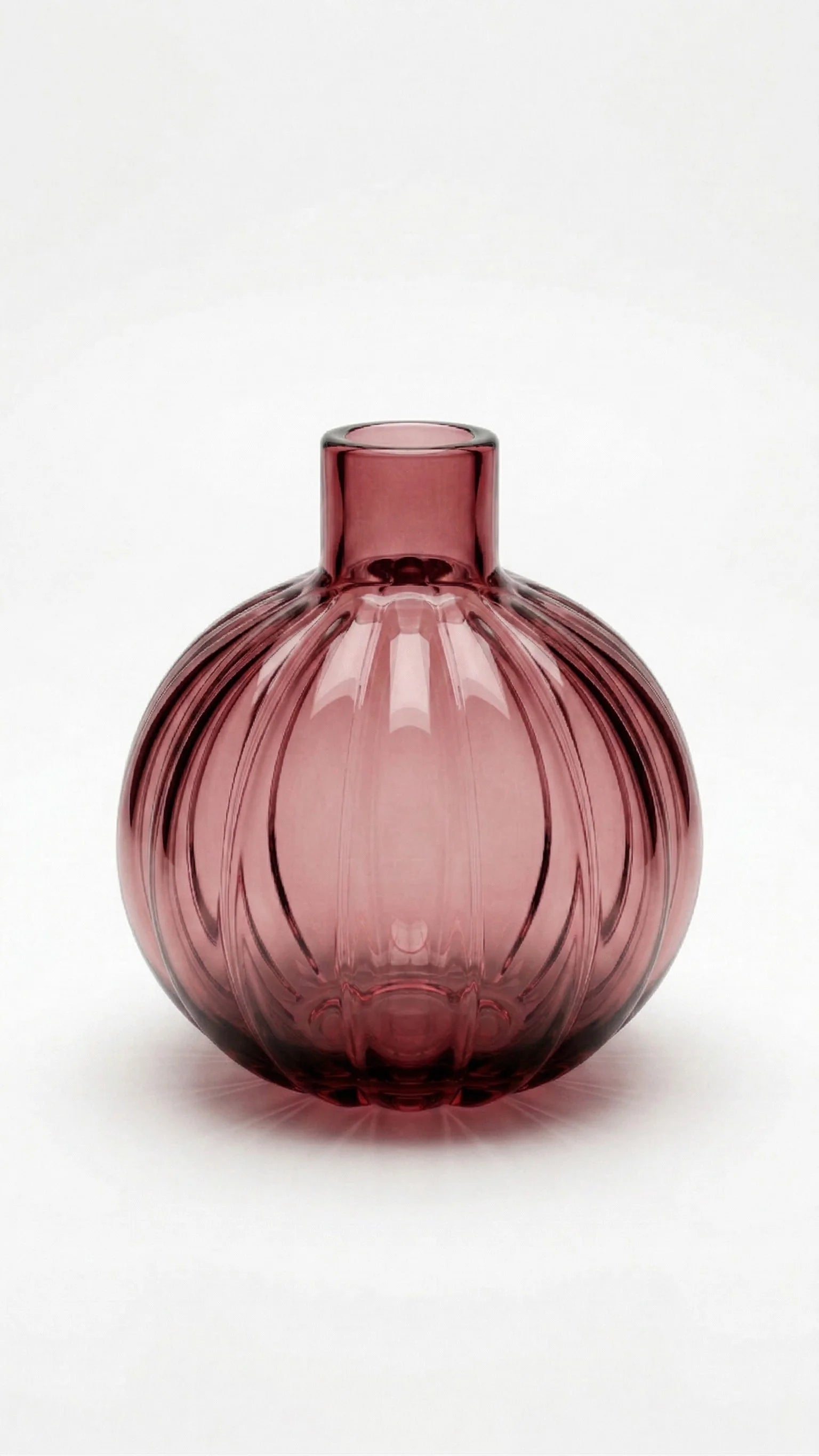 Pumpkin Globe Ribbed Glass Vase — Hand-Blown Glass from Firozabad, India — In a Living Space