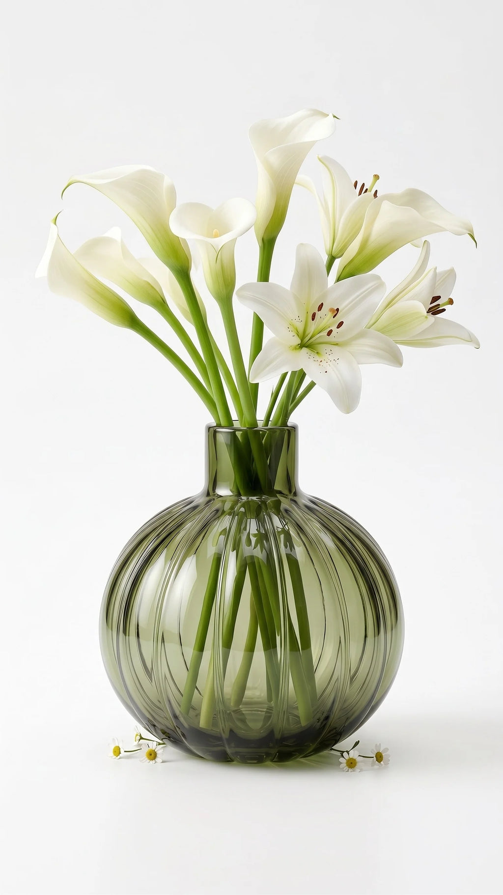 Pumpkin Globe Ribbed Glass Vase — Hand-Blown Glass from Firozabad, India — Multi-Angle Showcase