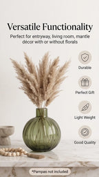 Pumpkin Globe Ribbed Glass Vase — Hand-Blown Glass from Firozabad, India — Curated Display