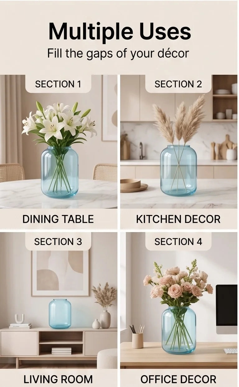 Misty Wide Jar Glass Vase — Hand-Blown Glass from Firozabad, India — Colour Variant