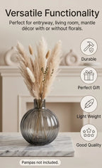 Orion Globe Ribbed Glass Vase — Hand-Blown Glass from Firozabad, India — In a Living Space