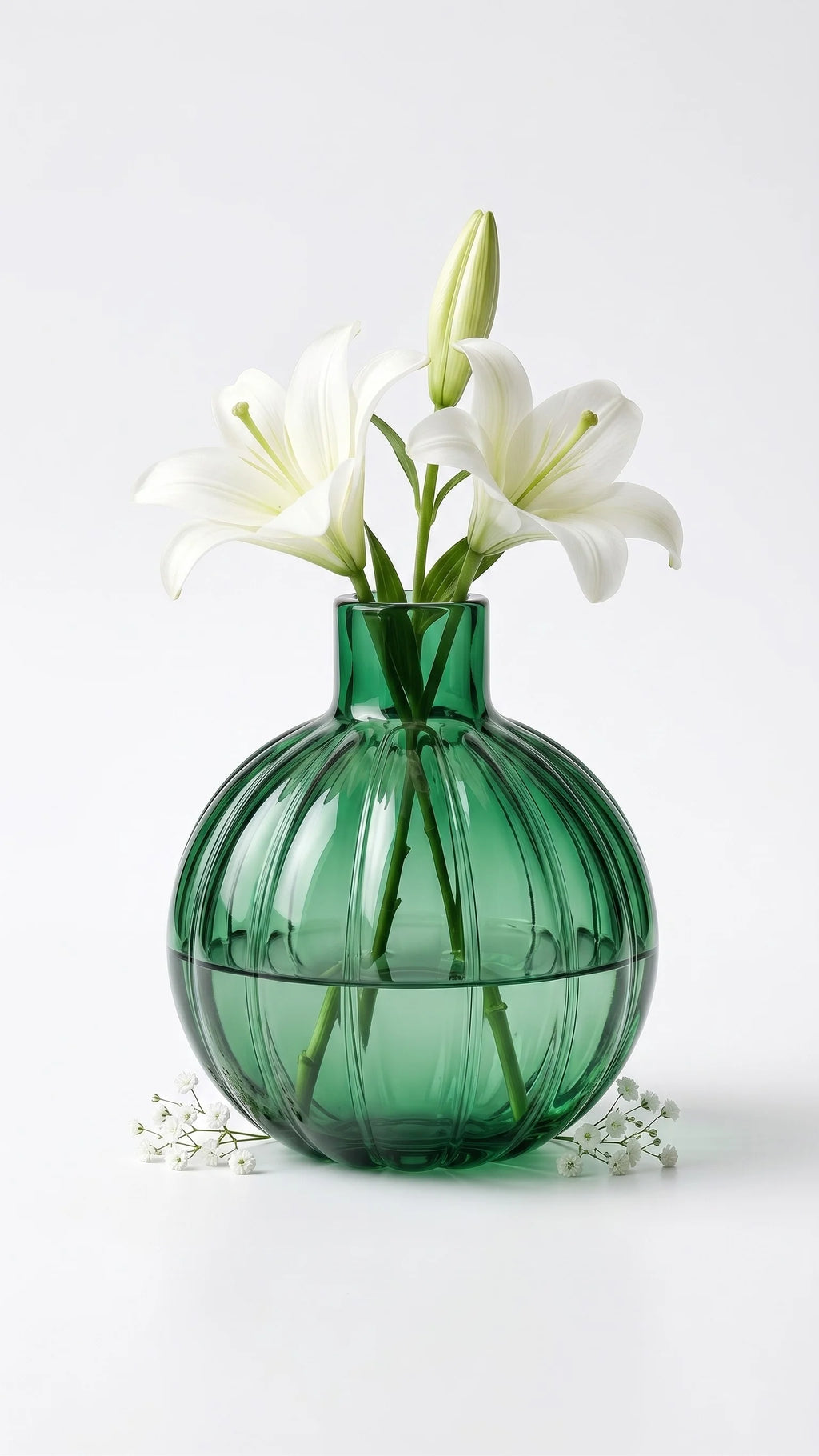 Pumpkin Globe Ribbed Glass Vase — Hand-Blown Glass from Firozabad, India — Handcrafted Finish