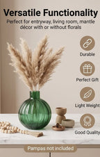 Pumpkin Globe Ribbed Glass Vase — Hand-Blown Glass from Firozabad, India — Boho Styling